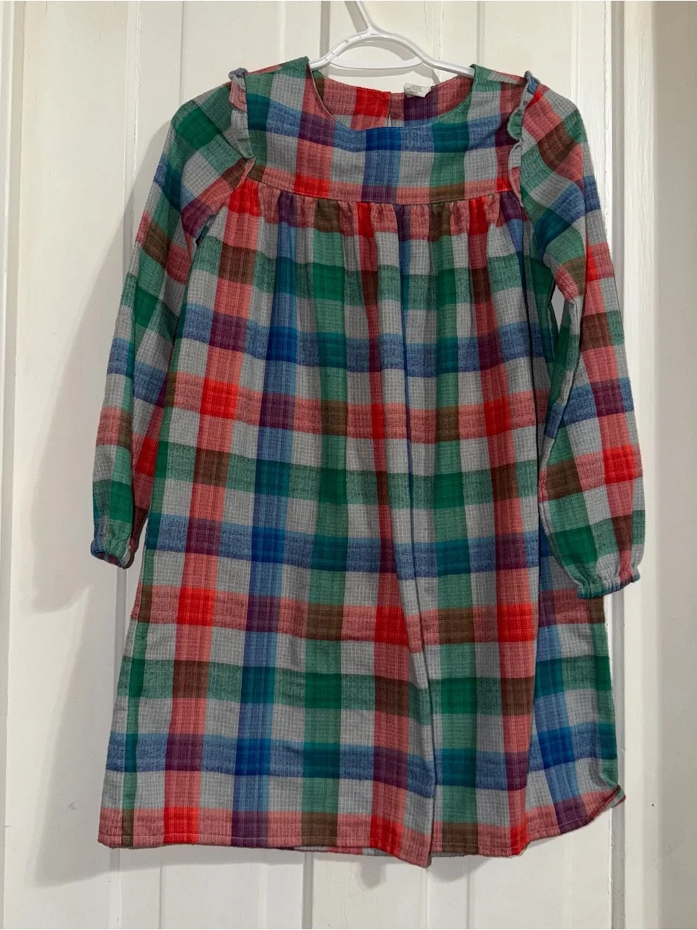 Girls size XL size 14 Plaid Long-Sleeve Dress  sleep gown winter dress